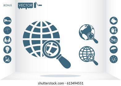 Magnifier Earth icon vector illustration eps10