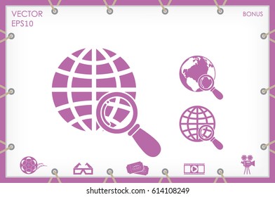 Magnifier Earth icon vector illustration eps10