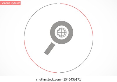 Magnifier earth vector icon. 