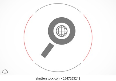 Magnifier earth vector icon. magnifier to zoom the ground icon. magnifier to search icon. magnifying glass search on the Internet icon. 10 EPS and Lorem Ipsum. flat design.