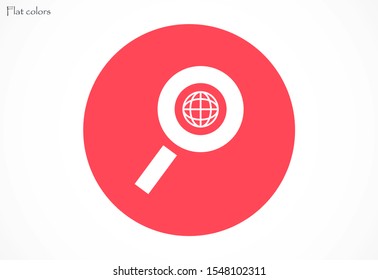 Magnifier earth vector icon. magnifier to zoom the ground icon. magnifier to search icon. magnifying glass search on the Internet icon. 10 EPS and Lorem Ipsum. flat design.