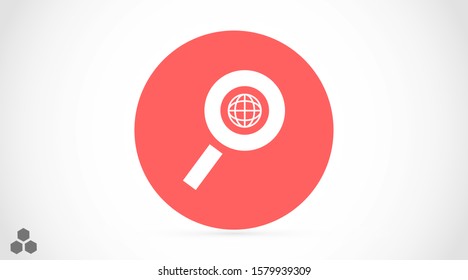 Magnifier earth vector icon. magnifier to zoom the ground icon. magnifier to search icon. magnifying glass search on the Internet icon. 10 EPS and Lorem Ipsum. flat design.