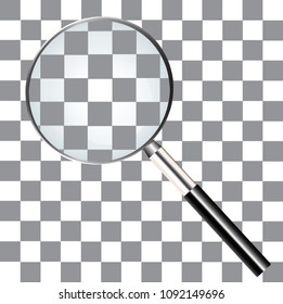 Magnifier with enlarged square shape set and gray and white square shape background