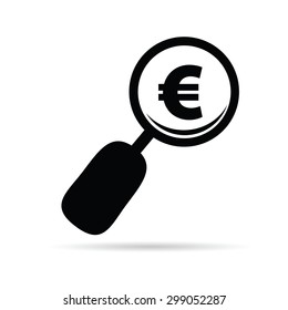 magnifier with euro black art vector