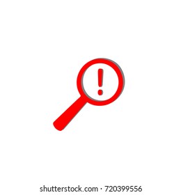 Magnifier with exclamation icon for web and mobile. 3D icon