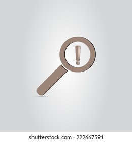 Magnifier with exclamation mark on a background. Made in vector