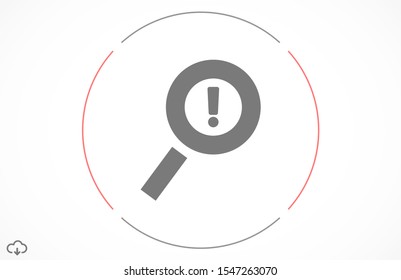Magnifier Exclamation Mark Vector Icon. Magnifier Exclamation mark. Flat web icon or sign isolated on grey mark background . Collection of modern trends in design Style vector illustration symbol of