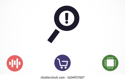 Magnifier Exclamation Mark Vector Icon. Magnifier Exclamation mark. Flat web icon or sign isolated on grey mark background . Collection of modern trends in design Style vector illustration symbol of