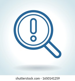 Magnifier with exclamation mark 
vector icon