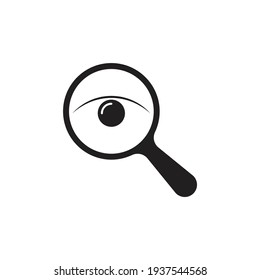 Magnifier with eye icon design isolated on white background