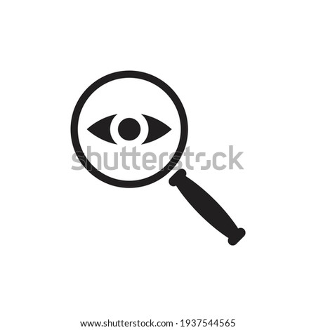 Magnifier with eye icon design isolated on white background