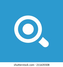 magnifier eye icon, isolated, white on the blue background. Exclusive Symbols 