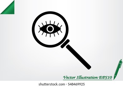 Magnifier and eye icon vector illustration.