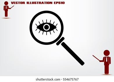 Magnifier and eye icon vector illustration.