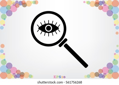 Magnifier and eye icon vector illustration.
