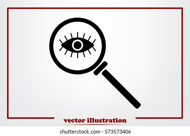 Magnifier and eye icon vector illustration.