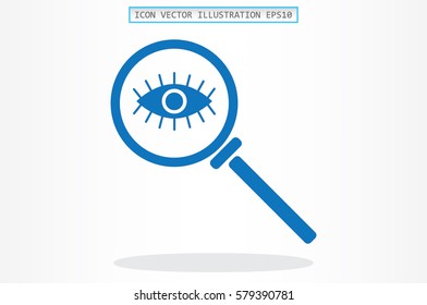 Magnifier and eye icon vector illustration.