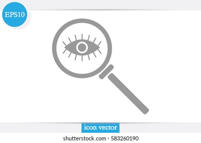 Magnifier and eye icon vector illustration.