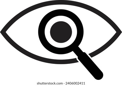 Magnifier with eye icon . Eye magnifier icon vector isolated on white background
