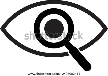 Magnifier with eye icon . Eye magnifier icon vector isolated on white background