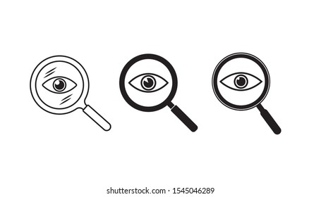 Magnifier with eye outline icon design. vector illustration