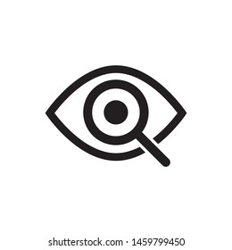 Magnifier with eye outline icon. Find icon, investigate concept symbol. Eye with magnifying glass. Appearance, aspect, look, view, creative vision icon for web and mobile