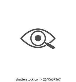 Magnifier with eye outline icon. Find icon, investigate concept symbol. Eye with magnifying glass. Appearance, aspect, look, view, creative vision icon for web and mobile – stock vector