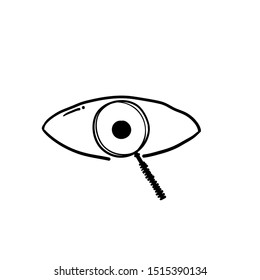 Magnifier with eye outline icon hand drawn doodle style vector