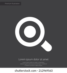 magnifier eye premium illustration icon, isolated, white on dark background, with text elements 