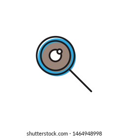 Magnifier with eye vector icon symbol isolated on white background