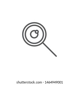 Magnifier with eye vector icon symbol isolated on white background
