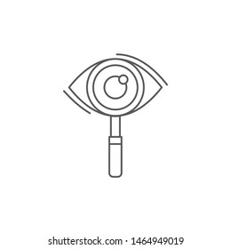 Magnifier with eye vector icon symbol isolated on white background