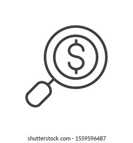 magnifier finance bank money icon thick line vector illustration
