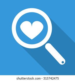 Magnifier, find, search icon with heart