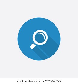 magnifier Flat Blue Simple Icon with long shadow, isolated on white background  