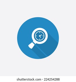 magnifier Flat Blue Simple Icon with long shadow, isolated on white background  