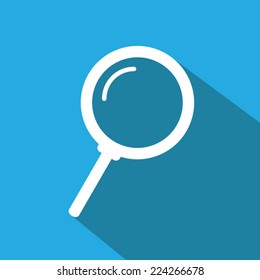 Magnifier flat icon with long shadow. Vector illustration eps10.