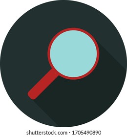 Magnifier flat icon on dark background, vector symbol 