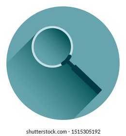Magnifier flat icon on turquoise background