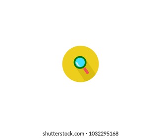 Magnifier in flat style isolated on white background. Magnifier symbols for your web site design, logo, app. Vector rounded illustration