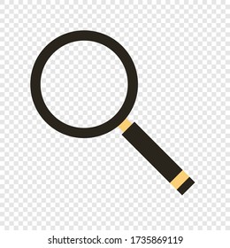 Magnifier in flat style on white background. Isolated glass lens vector illustration.