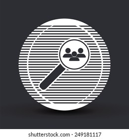 Magnifier with fork knife icon. Flat design style. Made vector illustration