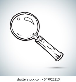 Magnifier freehand drawing vector illustration