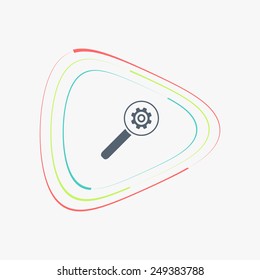 Magnifier with gear icon. Flat design style. Made vector illustrator