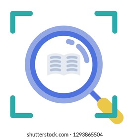 Magnifier glass with a book vector illustration in flat color design