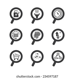 magnifier glass icons, data analytics concept
