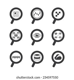 magnifier glass icons, data analytics concept