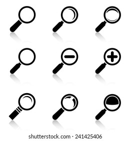 Magnifier Glass Icons with reflection