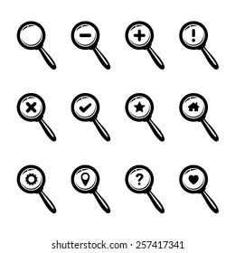 Magnifier Glass Icons set. Vector illustration 