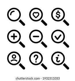 Magnifier Glass Icons vector set